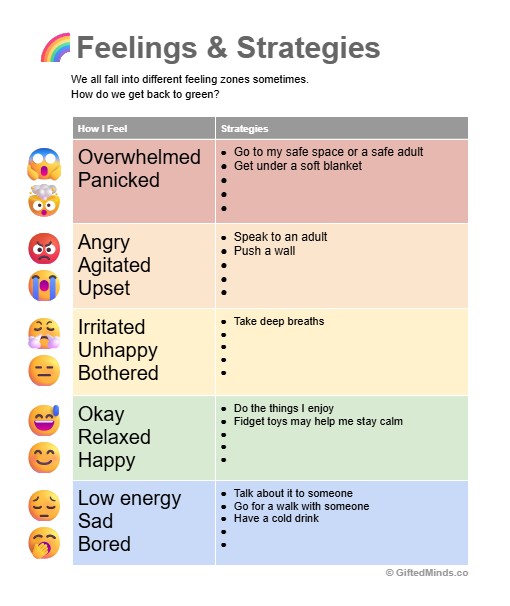 Preview of the Feelings & Strategies Worksheet